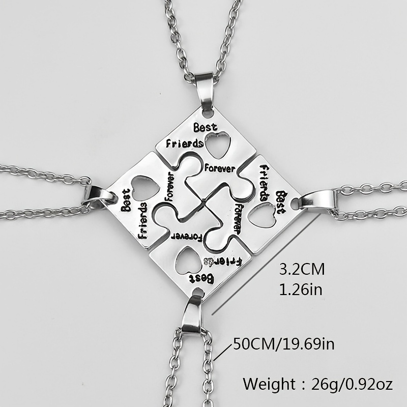 Stainless Steel Puzzle Necklace Bestie Jewelry Set 4 Pcs